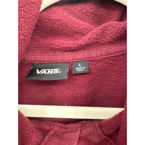 Vans Maroon Classic Off The Wall Logo Hoodie Soft Fleece Pullover Size Large - Picture 3 of 6